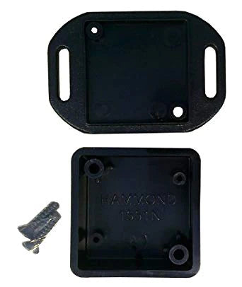 35 x 35 x 15mm miniature IP54 ABS black flanged enclosure