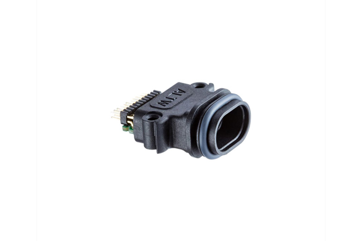 USB C IP68 plastic panel female snap-in PCB 180deg