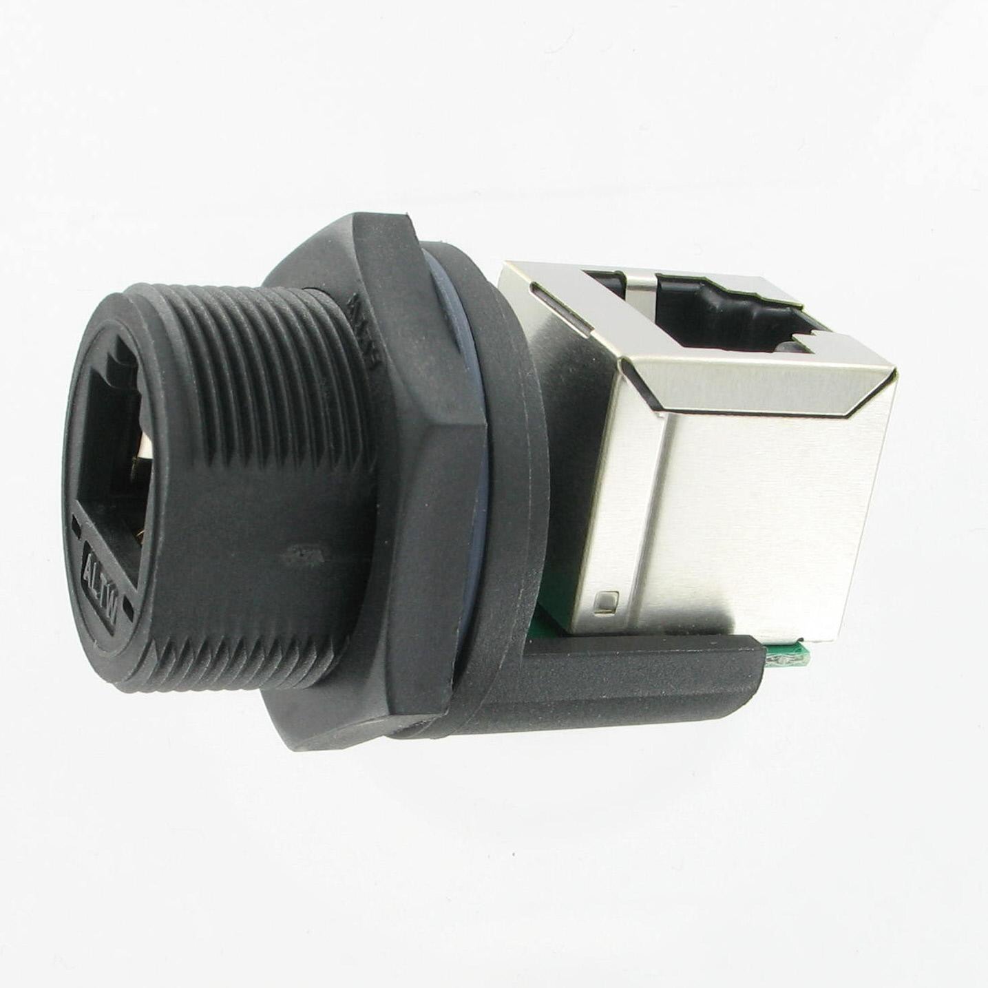 Amphenol LTW connector IP67 RJ45 panel rt angle coupler unmated w/p ...