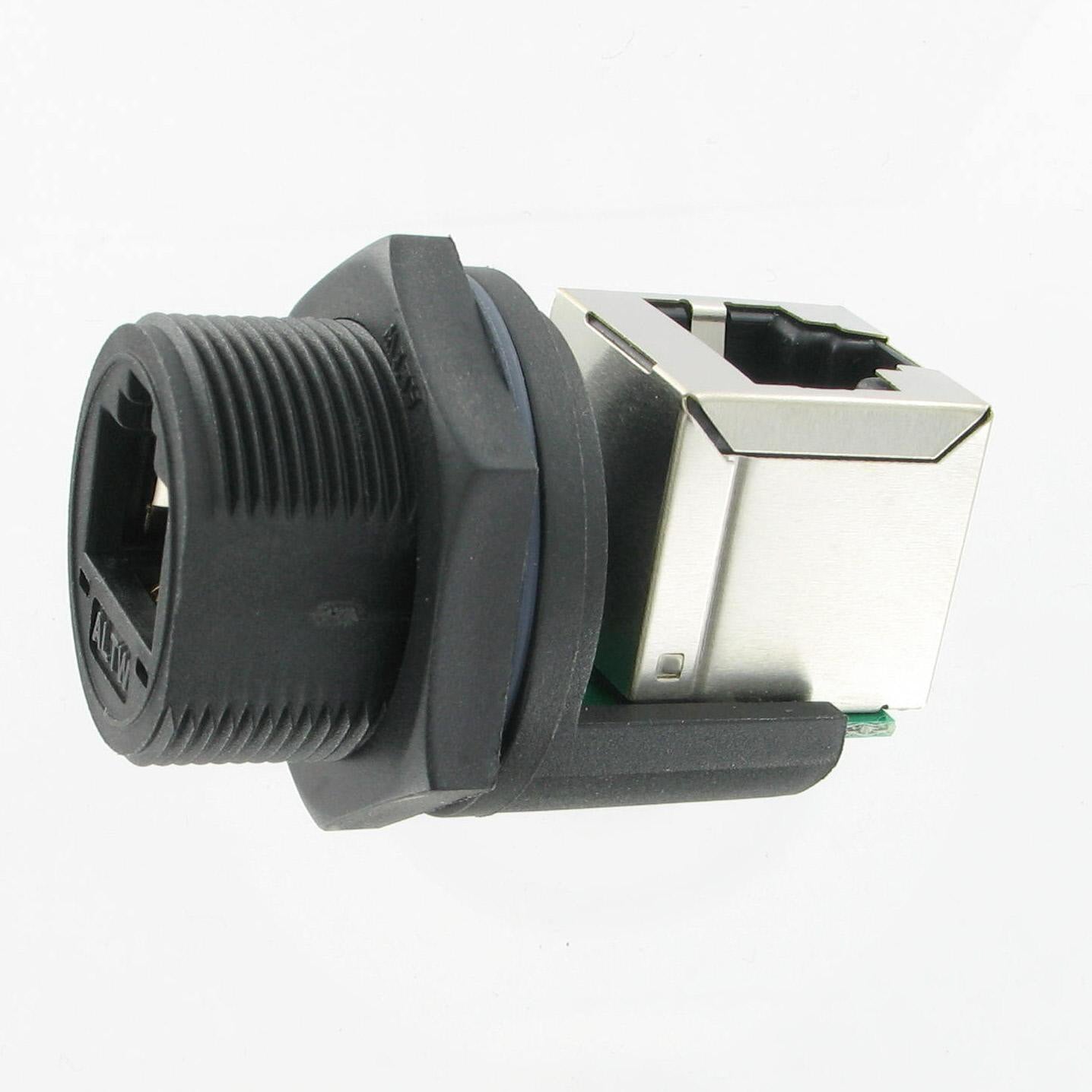 IP67 RJ45 panel rt angle coupler unmated w/p