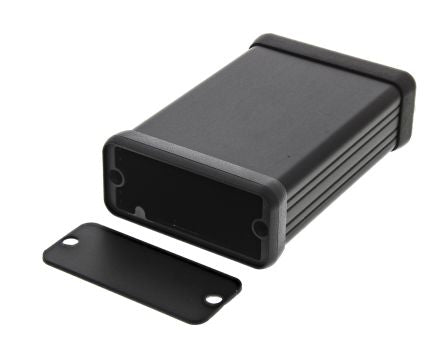 80 x 54 x 23mm Extruded black Aluminium IP54 with metal end plate enclosure