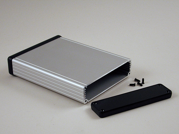120 x 78 x 27mm Extruded Anodized Aluminium IP54  enclosure with plastic end plate